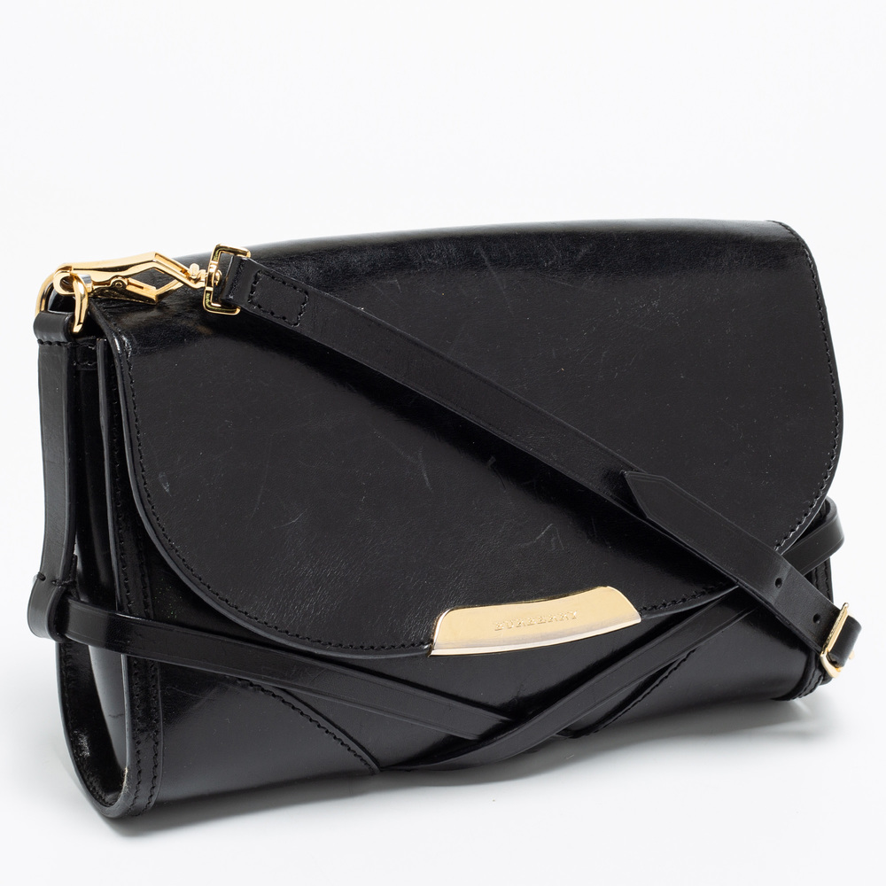 BURBERRY Black Leather Abbott Crossbody Bag - Picture 3 of 8